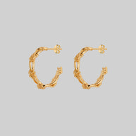 climbing ivy leaf hoop earrings gold