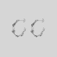 climbing ivy leaf hoop earrings silver