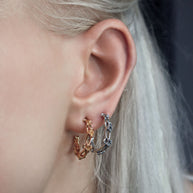 climbing ivy leaf hoop earrings gold silver