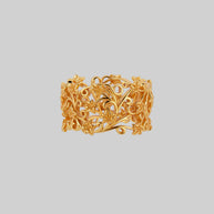 wide climbing ivy leaf hoop band ring gold