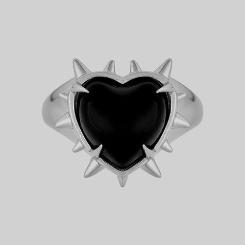 VOID. Spiked Black Glass Heart Necklace - Gold