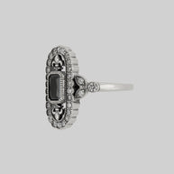 royal CZ statement ring with black onyx in silver