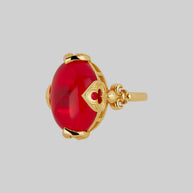 gold and red statement ring fleur de lis