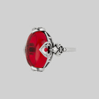 silver and red statement ring gothic