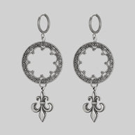 silver gothic fleur-de-lis hoop earrings