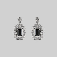 skull black spinel statement silver earrings