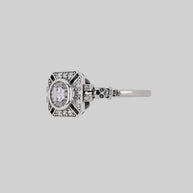 silver gothic cubic zirconia cocktail ring skull