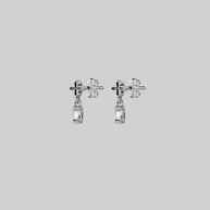 tiny cross and cubic zirconia stud earrings silver