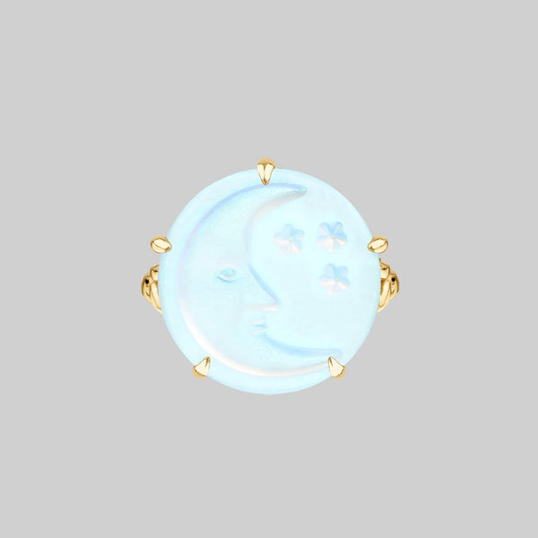 BLUE MOON. Crystal Moon & Star Ring - Gold – REGALROSE
