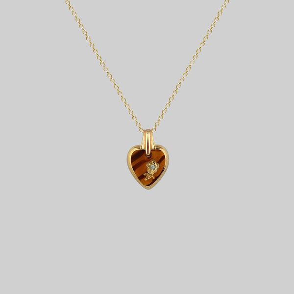DOROTHY. Vintage Glass Heart Engraved Rose Pendant Necklace – REGALROSE