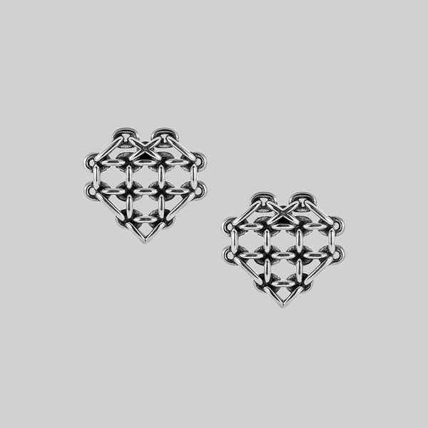 The Supreme Heart Chain Earrings - Silver – REGALROSE
