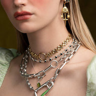 TORMENT. Heart & Dagger Carabiner Charm Necklace - Gold – REGALROSE