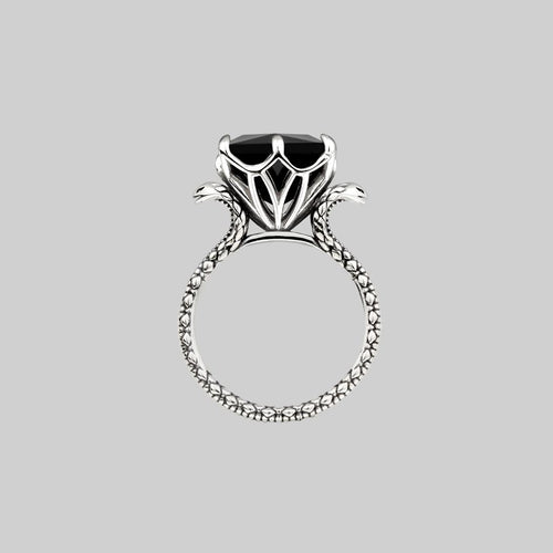 BETRAYAL. Dagger & Cubic Zirconia Ring - Silver