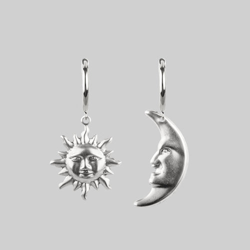 DUSK TILL DAWN. Tiny Sterling Silver Sun & Moon Studs