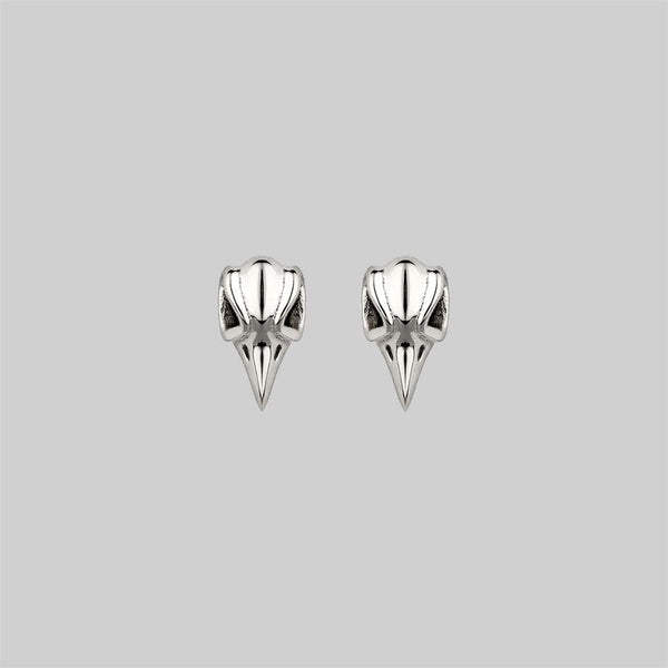 MERLA. Raven Skull Earrings - Silver – REGALROSE