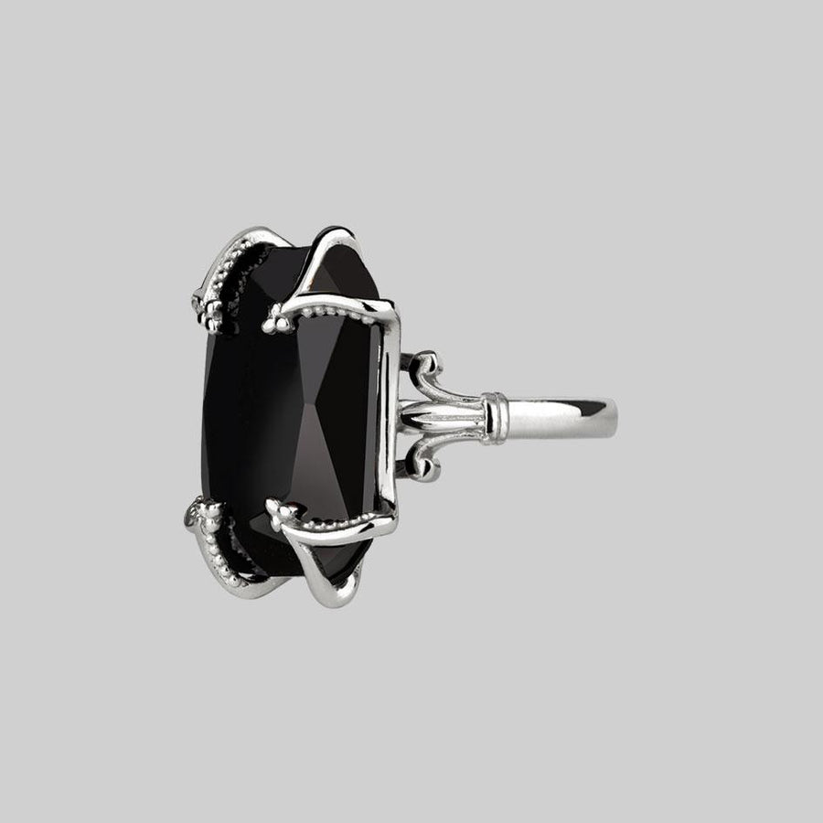MAGDALENA. Black Spinel Gothic Ring - Silver – REGALROSE