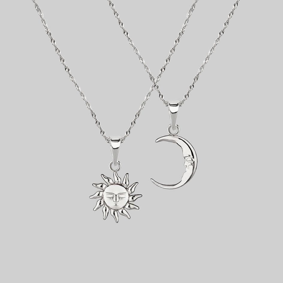 ELIN. Sun & Moon Layering Necklaces - Silver – REGALROSE