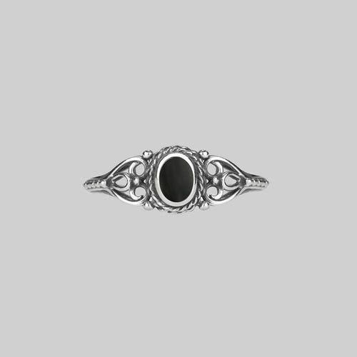 MAGDALENA. Black Spinel Gothic Ring - Silver – REGALROSE
