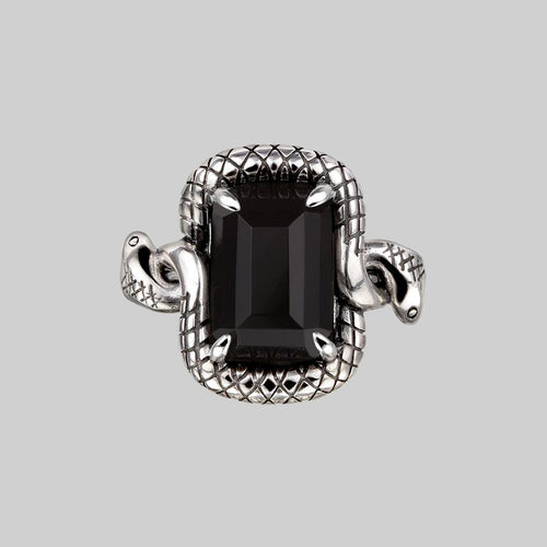 CELESTIAL. Two Moons Black Spinel Silver Ring