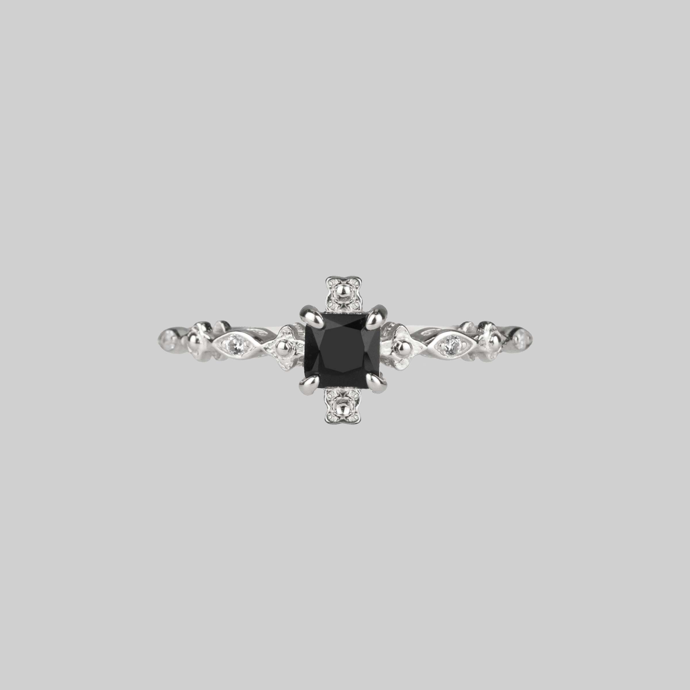 Square black diamond on sale ring